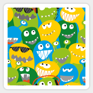 monster fun - green, yellow, blue Sticker